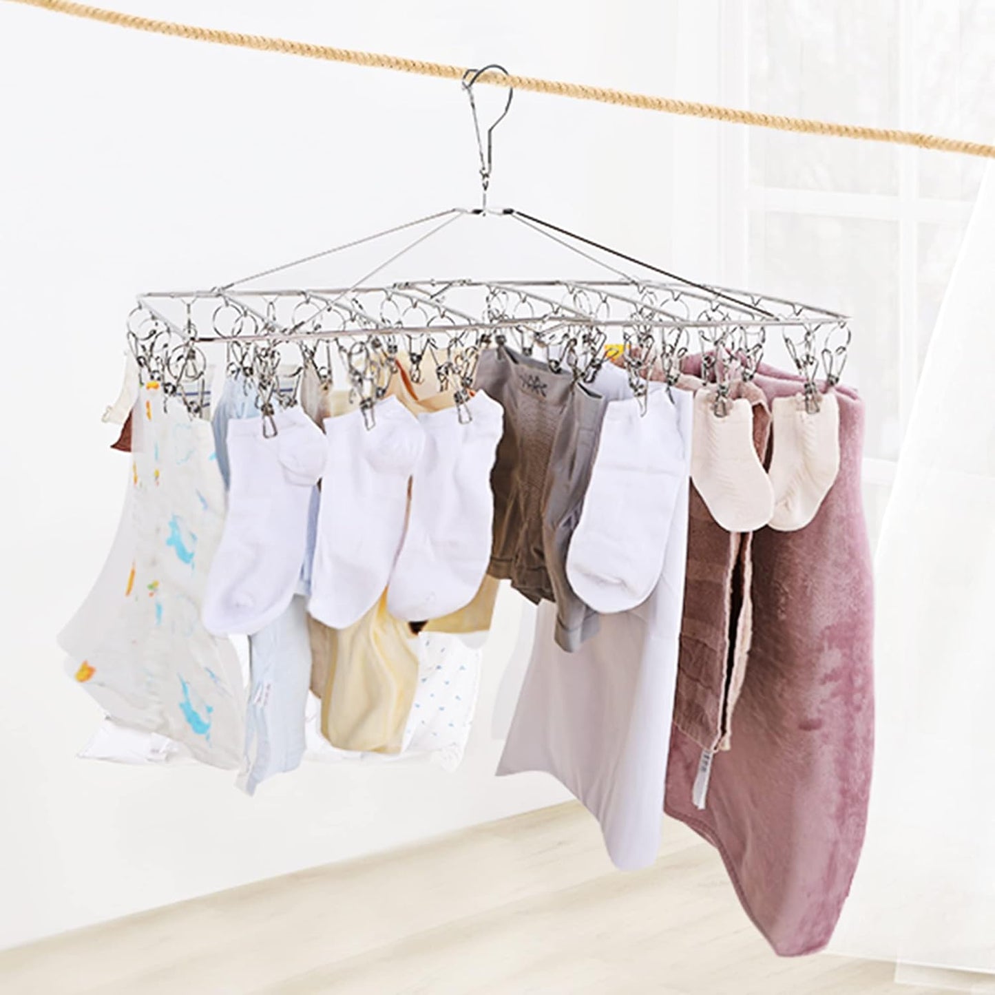 1 Omr - Clothes Hangers Strong Load-bearing Windproof Strong Toughness Multi-use Clothes Hanger Sock Racks Household Supplies