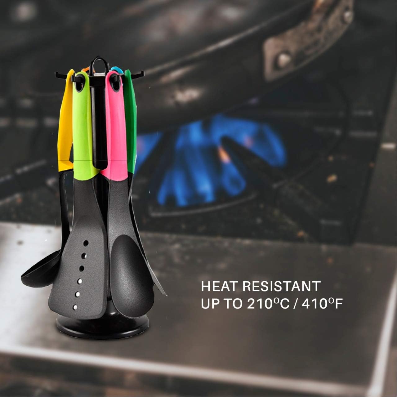 1.39 Omr - 7 Pieces Kitchen Utensils Set - Nylon Non-Stick and Heat Resistant Cooking Utensils Kitchen Gadgets Cookware set Kitchen Tools And Accessories