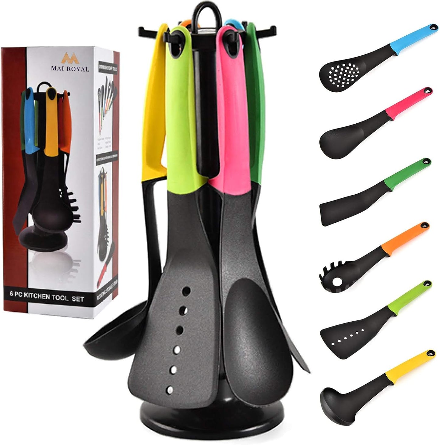 1.39 Omr - 7 Pieces Kitchen Utensils Set - Nylon Non-Stick and Heat Resistant Cooking Utensils Kitchen Gadgets Cookware set Kitchen Tools And Accessories