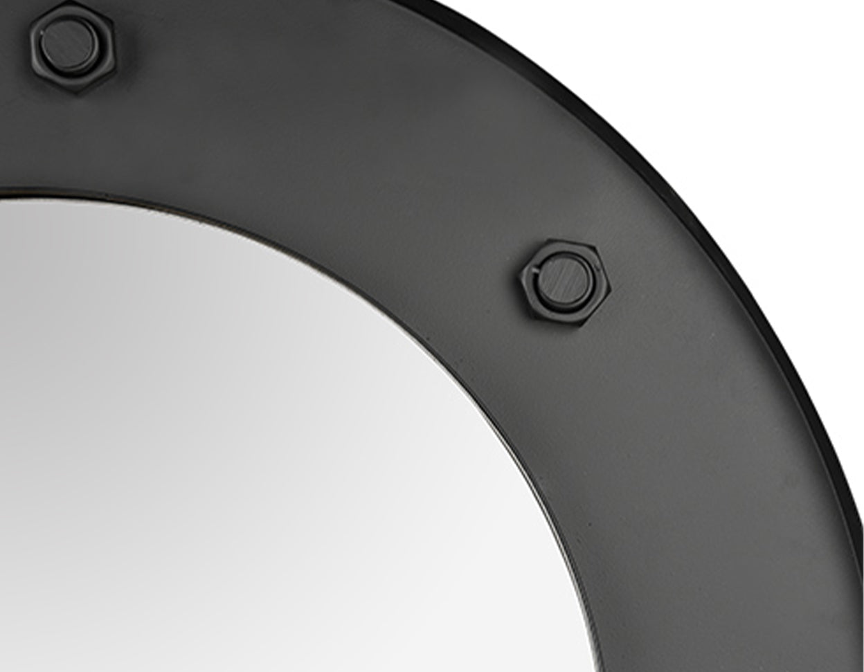2.9 Omr Noir Furniture Clay Mirror, Large in Black Iron GMIR139MTB-L