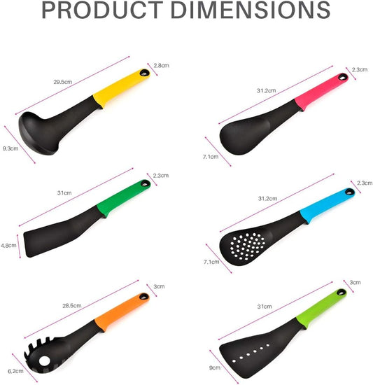 1.39 Omr - 7 Pieces Kitchen Utensils Set - Nylon Non-Stick and Heat Resistant Cooking Utensils Kitchen Gadgets Cookware set Kitchen Tools And Accessories