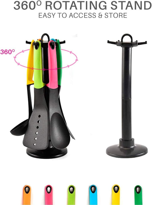 1.39 Omr - 7 Pieces Kitchen Utensils Set - Nylon Non-Stick and Heat Resistant Cooking Utensils Kitchen Gadgets Cookware set Kitchen Tools And Accessories