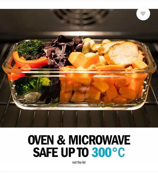 1 Omr. Set of 3, Microwave Safe, Glass Storage Sealed Container with Plastic lid