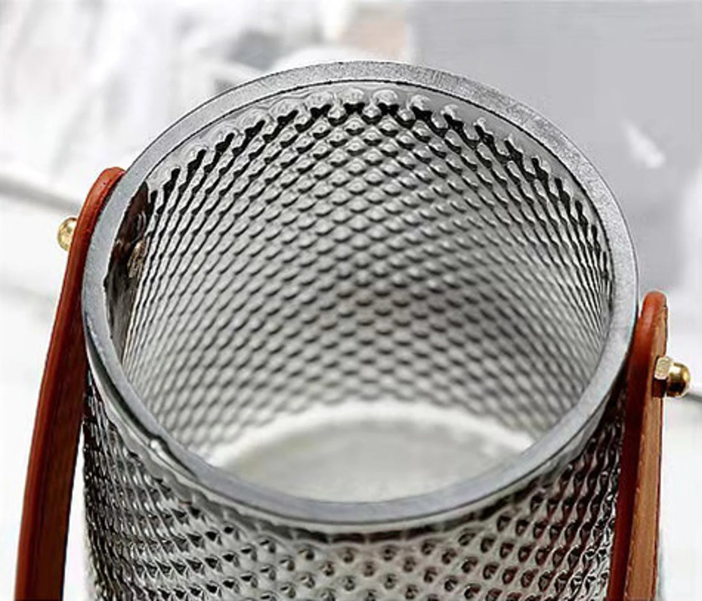 0.7 Omr Textured Diamond Patterned Vase Glass with Leather Handle - Wedding Gift - For the Home - Christmas Decor - Hurricane Lantern - Candle